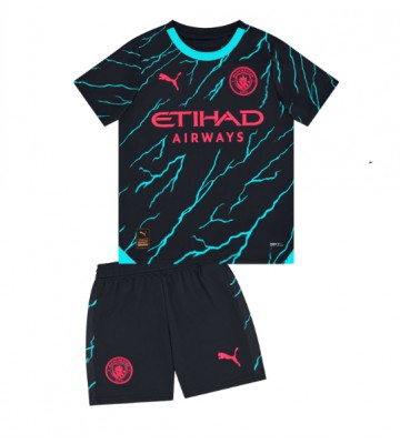 Manchester City Koszulka Trzecich Dziecięca 2023-24 Krótki Rękaw (+ Krótkie spodenki)